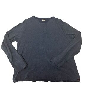 Faherty‎ Men's Heathered Blue Henley Pullover Sz XXL 3 Button Cotton Long Sleeve